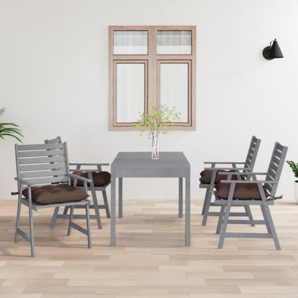 Chaises à dîner d'extérieur avec coussins 4 pcs Acacia massif