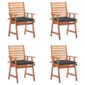 Chaises à dîner d'extérieur 4 pcs avec coussins Acacia massif