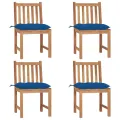 Chaises de jardin 4 pcs avec coussins Bois de teck massif