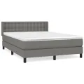 cadre de lit avec matelas Gris foncé 140x190cm Tissu