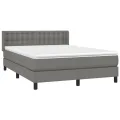 cadre de lit avec matelas Gris foncé 140x190cm Tissu