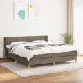 cadre de lit avec matelas Taupe 180x200 cm Tissu