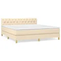 cadre de lit avec matelas Crème 160x200 cm Tissu
