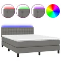 cadre de lit et matelas et LED Gris foncé 140x200 cm