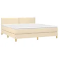 cadre de lit avec matelas LED Crème 180x200 cm Tissu