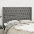 Tête de lit avec oreilles Gris foncé 147x16x118/128 cm Tissu