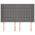 Tête de lit avec oreilles Gris foncé 147x16x118/128 cm Tissu