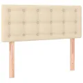 cadre de lit avec matelas LED Crème 90x200 cm Tissu