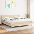 cadre de lit avec matelas Crème 180x200 cm Tissu