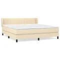 cadre de lit avec matelas Crème 180x200 cm Tissu