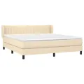 cadre de lit avec matelas Crème 180x200 cm Tissu