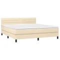 cadre de lit avec matelas LED Crème 180x200 cm Tissu