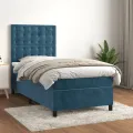 cadre de lit avec matelas Bleu foncé 100x200 cm