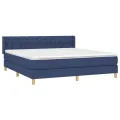 cadre de lit avec matelas Bleu 180x200 cm Tissu