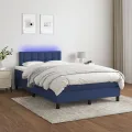 cadre de lit avec matelas LED Bleu 120x200 cm Tissu