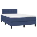 cadre de lit avec matelas LED Bleu 120x200 cm Tissu