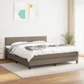 cadre de lit avec matelas Taupe 180x200 cm Tissu
