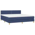 cadre de lit avec matelas LED Bleu 160x200 cm Tissu