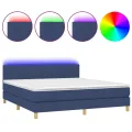 cadre de lit avec matelas LED Bleu 180x200 cm Tissu
