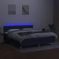 cadre de lit avec matelas LED Bleu 180x200 cm Tissu