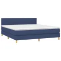 cadre de lit avec matelas LED Bleu 180x200 cm Tissu