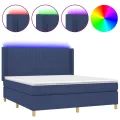 cadre de lit matelas et LED Bleu 180x200 cm Tissu