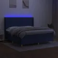 cadre de lit matelas et LED Bleu 180x200 cm Tissu