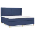 cadre de lit avec matelas Bleu 160x200 cm Tissu