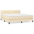 cadre de lit avec matelas Crème 160x200 cm Tissu