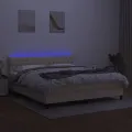 cadre de lit avec matelas LED Crème 160x200 cm Tissu
