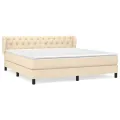 cadre de lit avec matelas Crème 160x200 cm Tissu