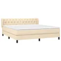 cadre de lit avec matelas Crème 160x200 cm Tissu