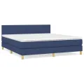 cadre de lit avec matelas Bleu 180x200 cm Tissu