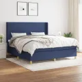 cadre de lit avec matelas Bleu 180x200 cm Tissu