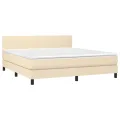 cadre de lit avec matelas LED Crème 160x200 cm Tissu
