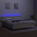 cadre de lit avec matelas LED Crème 160x200 cm Tissu
