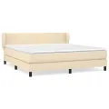 cadre de lit avec matelas Crème 160x200 cm Tissu