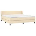 cadre de lit avec matelas Crème 160x200 cm Tissu