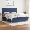 cadre de lit avec matelas Bleu 160x200 cm Tissu