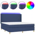 cadre de lit matelas et LED Bleu 160x200 cm Tissu