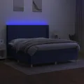 cadre de lit matelas et LED Bleu 160x200 cm Tissu