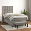 cadre de lit et matelas Gris clair 90x200 cm Velours