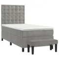 cadre de lit et matelas Gris clair 90x200 cm Velours