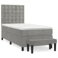cadre de lit et matelas Gris clair 90x200 cm Velours