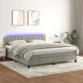 cadre de lit matelas et LED Gris clair 180x200 cm