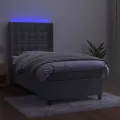 cadre de lit matelas LED Gris clair 90x190cm Velours