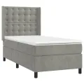 cadre de lit matelas LED Gris clair 90x190cm Velours