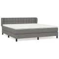 cadre de lit avec matelas Gris foncé 180x200cm Tissu