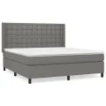 cadre de lit avec matelas Gris foncé 180x200cm Tissu