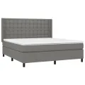 cadre de lit avec matelas Gris foncé 180x200cm Tissu